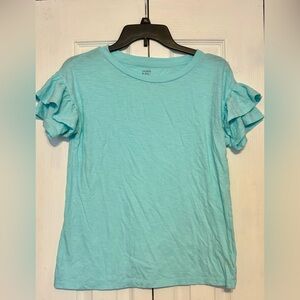 crown & ivy Light Aqua Ruffle Sleeve Tee